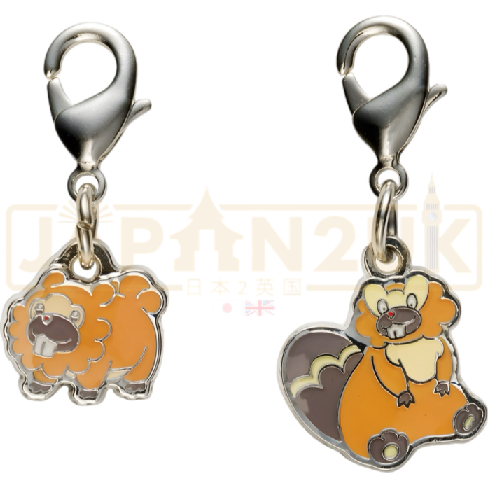 Pokemon Center Japan - 0399 / 0400 Bidoof & Bibarel Metal Charm/Keychain