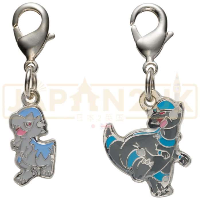 Pokemon Center Japan - 0408 / 0409 Cranidos & Rampardos Metal Charm/Keychain