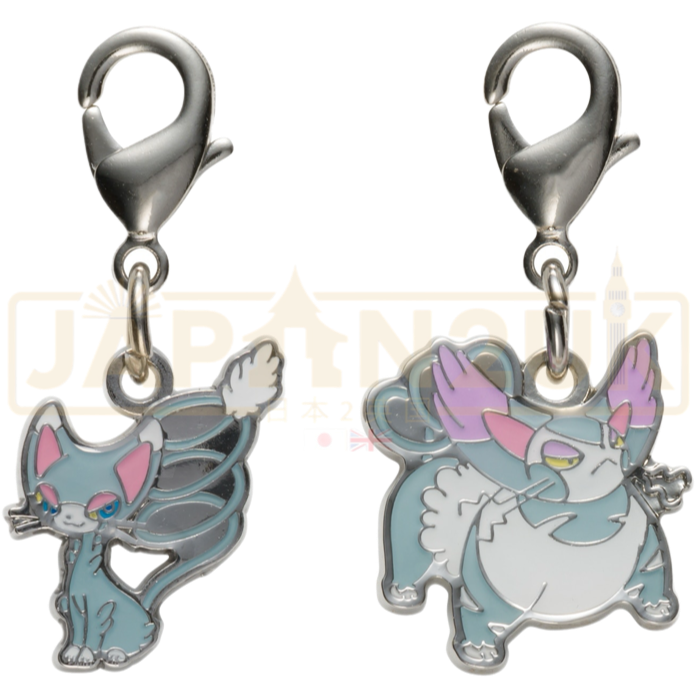 Pokemon Center Japan - 0431 / 0432 Glameow & Purugly Metal Charm/Keychain