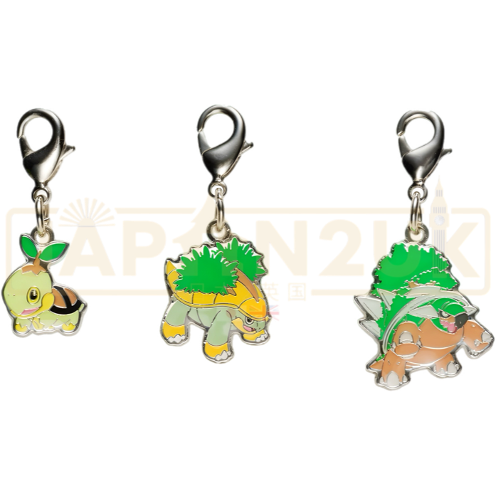 Pokemon Center Japan - 0387 / 0388 / 0389 Turtwig, Grotle & Torterra Metal Charm/Keychain