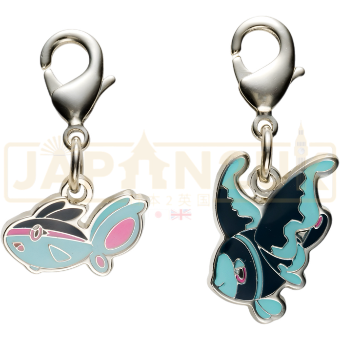 Pokemon Center Japan - 0456 / 0457 Finneon & Lumineon Metal Charm/Keychain