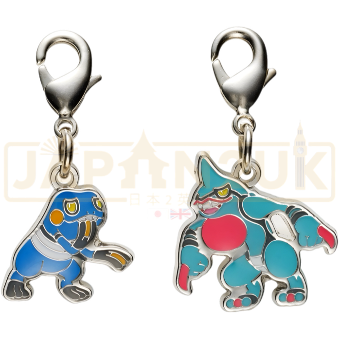 Pokemon Center Japan - 0453 / 0454 Croagunk & Toxicroak Metal Charm/Keychain