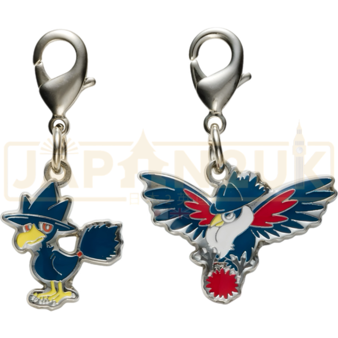 Pokemon Center Japan - 0198 / 0430 Murkrow & Honchkrow Metal Charm/Keychain