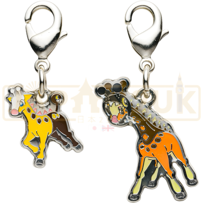 Pokemon Center Japan - 0203 / 0981 Girafarig & Farigiraf Metal Charm/Keychain