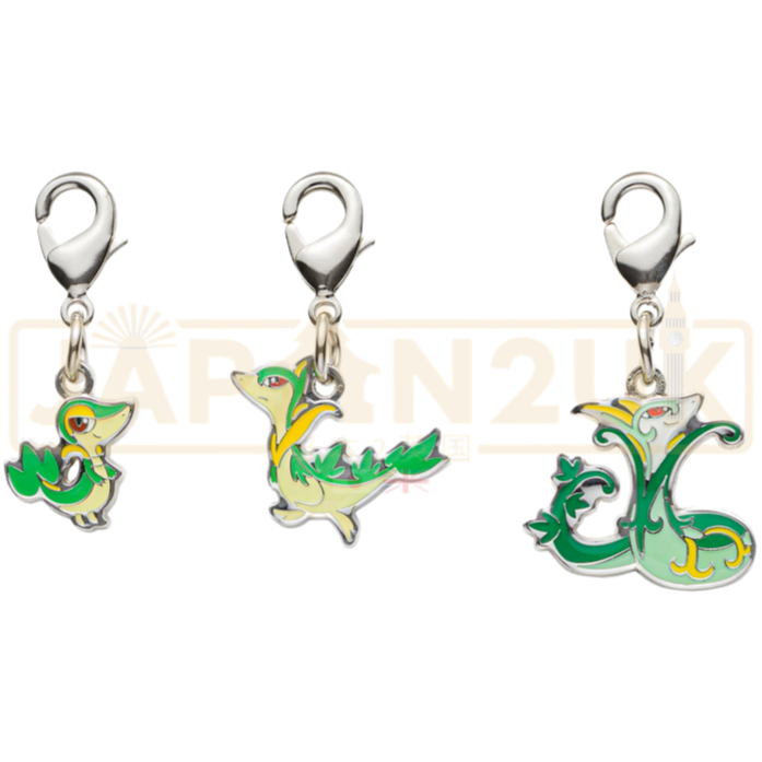 Pokemon Center Japan - 0495 / 0496 / 0497 Snivy, Servine & Serperior Metal Charm/Keychain