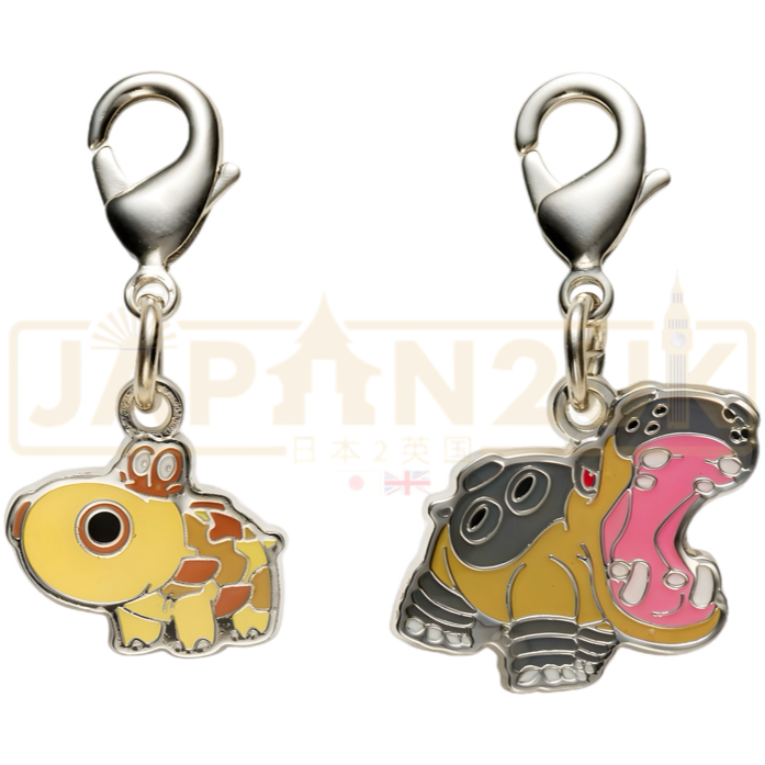 Pokemon Center Japan - 0449 / 0450 Hippopotas & Hippowdon Metal Charm/Keychain