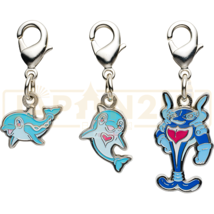 Pokemon Center Japan - 0963 / 0964 Finizen & Palafin (Both Forms) Metal Charm/Keychain