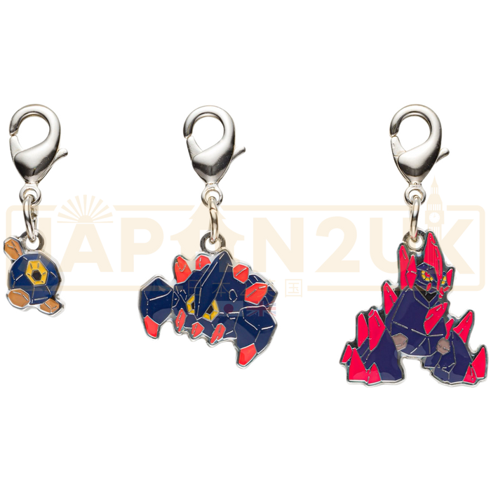 Pokemon Center Japan - 0524 / 0525 / 0526 Roggenrola, Boldore & Gigalith Metal Charm/Keychain