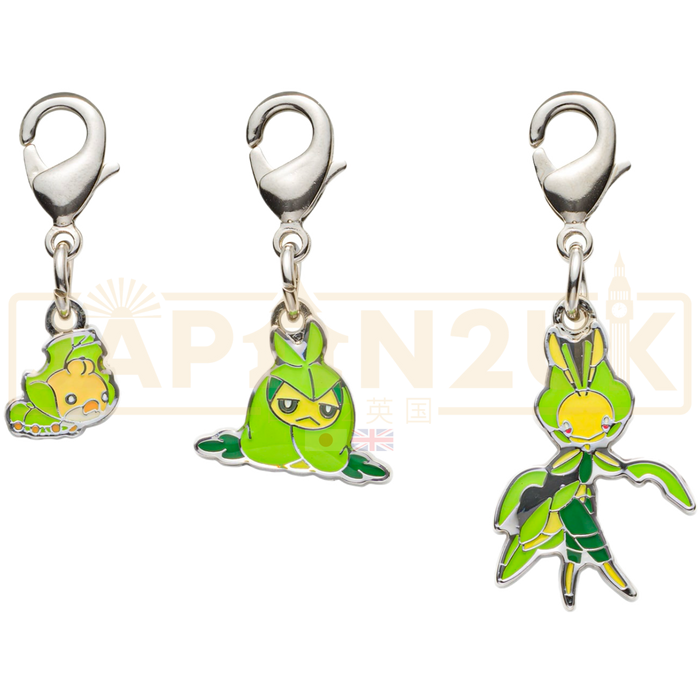 Pokemon Center Japan - 0540 / 0541 / 0542 Sewaddle, Swadloon & Leavanny Metal Charm/Keychain