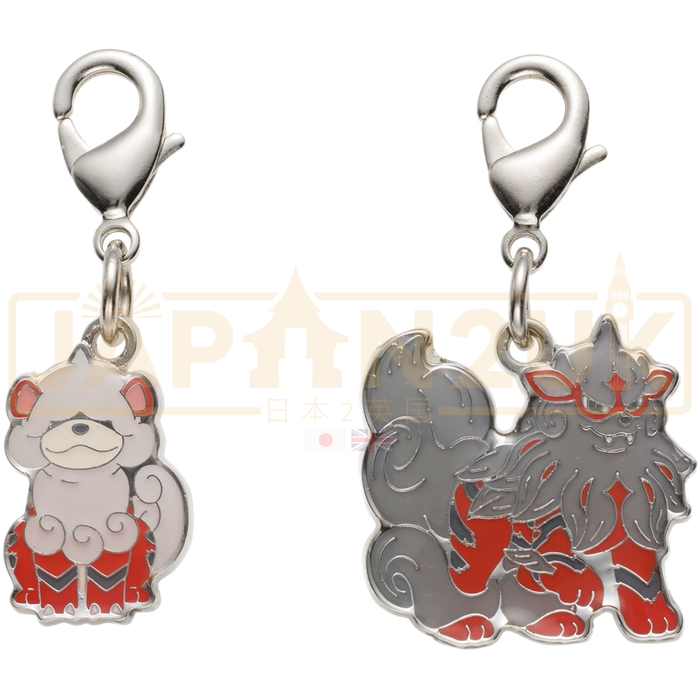 Pokemon Center Japan - 0058 / 0059 Growlithe & Arcanine (Hisuian) Metal Charm/Keychain